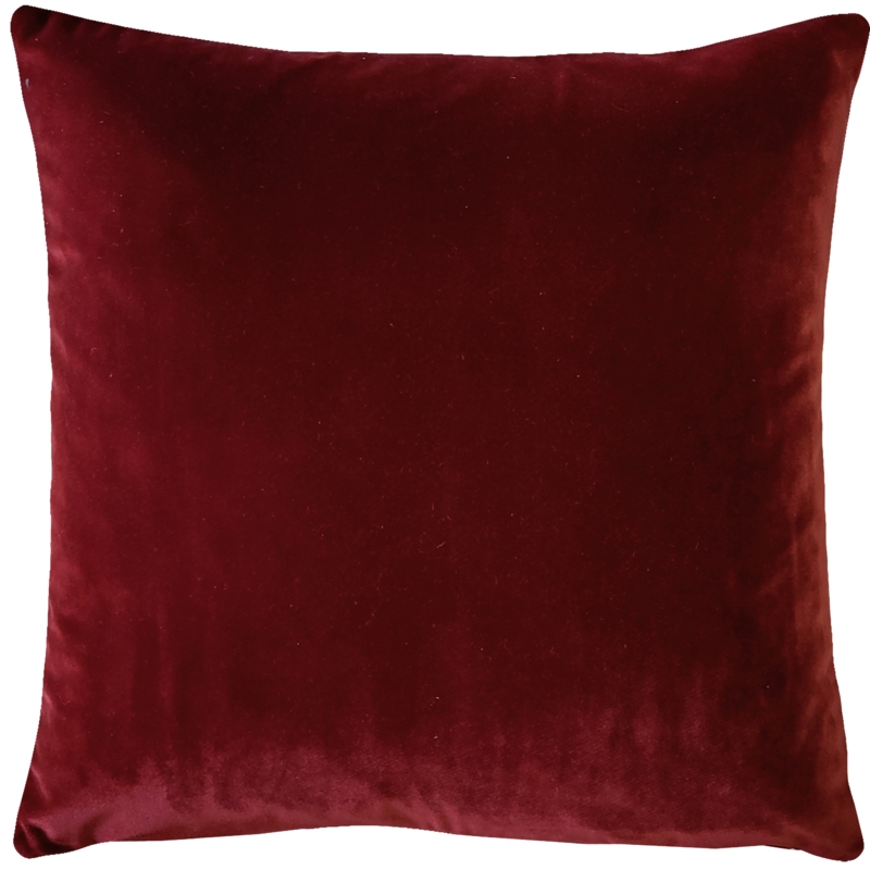 Throw Pillow Burgundy Velvet Plush Pile Knife Edge Soft Sheen Glam