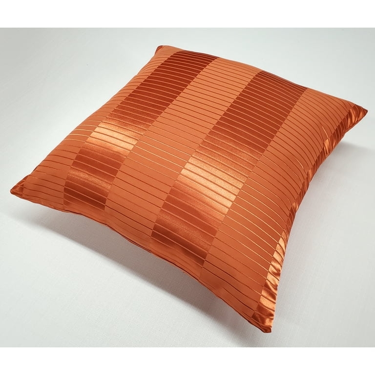 Throw Pillow, Burnt Orange Tonal Embroidery and Piped Edges
