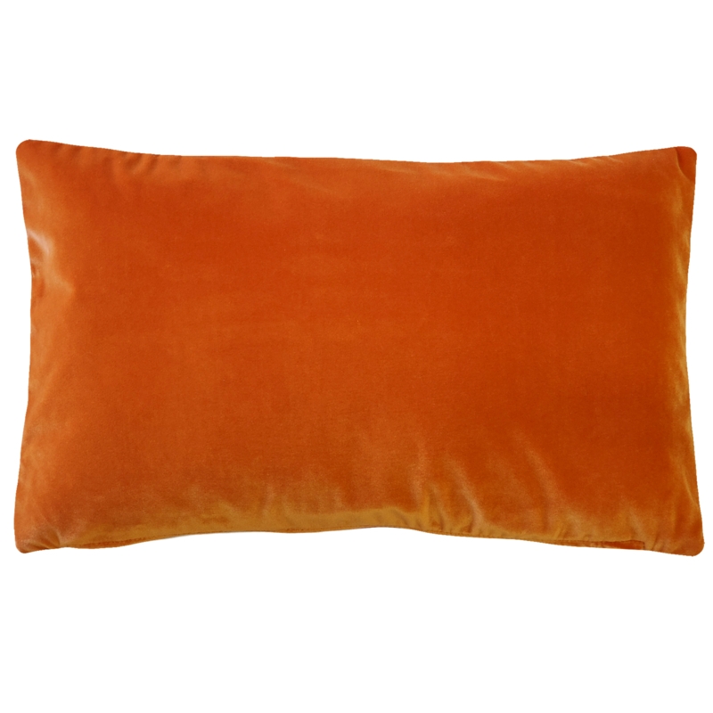 Throw Pillow, Burnt Orange Velvet-Like Soft Sheen Rectangular Lumbar