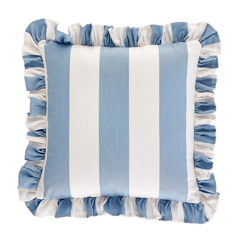 Throw Pillow Canopy Stripe Black White Ruffle, coastal porch decor accents