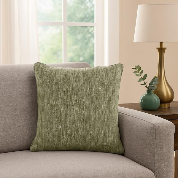 Throw Pillow: Cedar Green Raised Woven Texture, Earthy Modern Farmhouse.