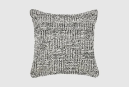 Throw Pillow Charcoal Grey Grid Texture Waffle Weave Minimalist Patio