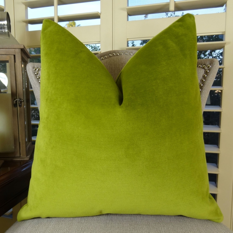 Throw Pillow: Chartreuse Velvet, Vibrant Solid Color & Modern Glam