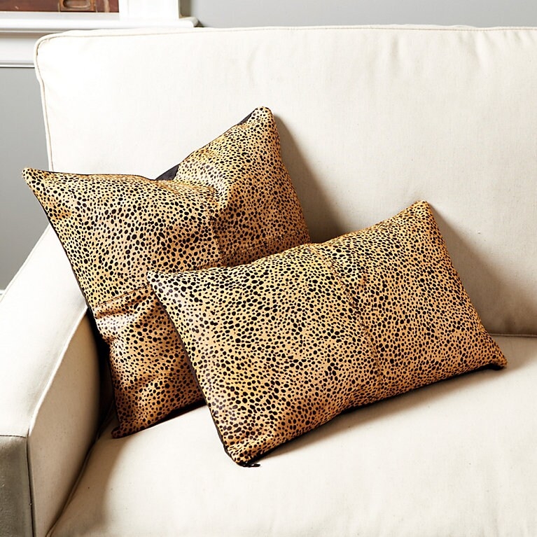 Throw Pillow Cheetah Print Hair On Hide Texture Rustic Sophisticated