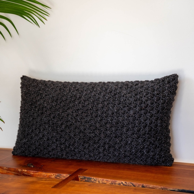 Throw Pillow Chunky Knit Diagonal Ribbed Charcoal Heather
