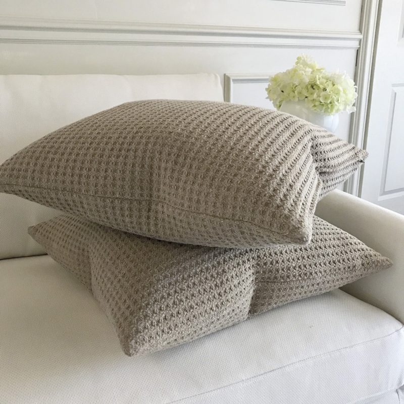 Throw Pillow Chunky Woven Multi Tone Yarn Heavy Weave