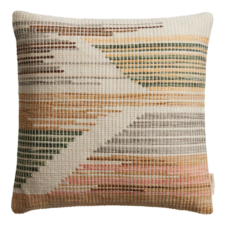 Throw Pillow Chunky Woven Stripes Ivory Multicolor Bohemian Global