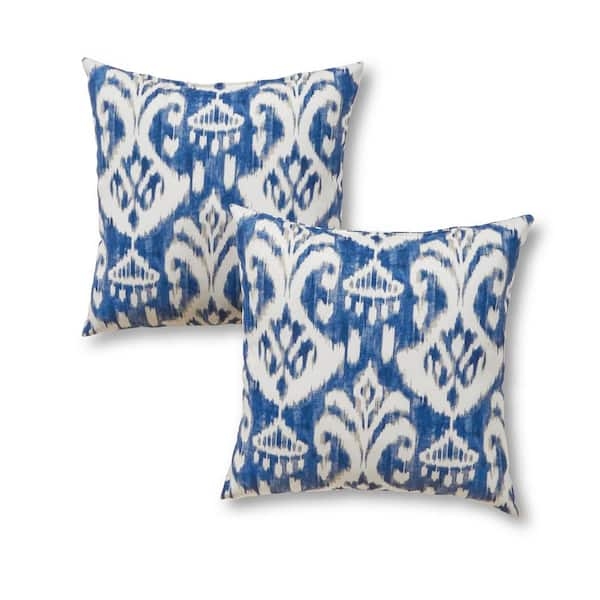 Throw Pillow Cobalt Blue Ikat Outdoor Plump Geometric Set