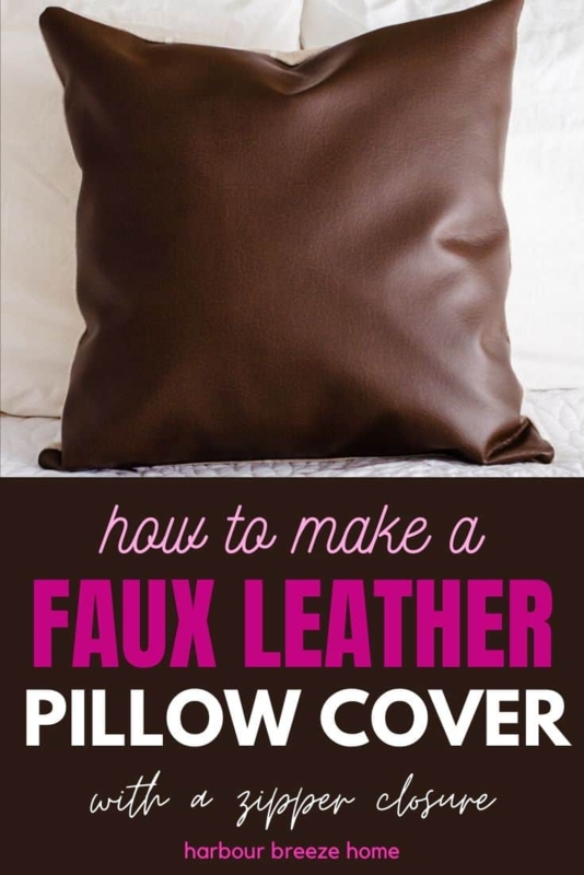 Throw Pillow: Cognac Faux Leather with Pebbled Texture & Knife-Edge Seams