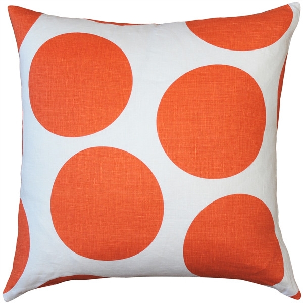Throw Pillow Concentric Orange Circles Linen Weave