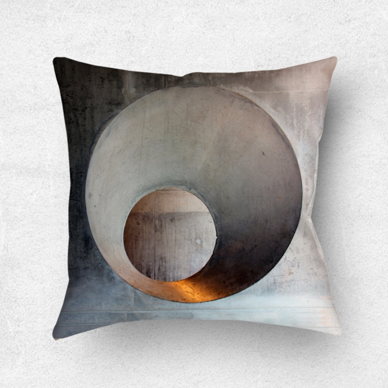 Throw Pillow Concrete Texture Print Minimalist Circle Art Modern