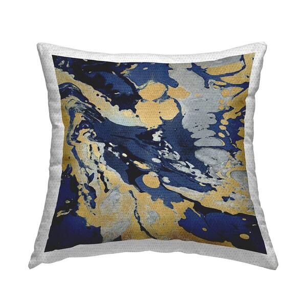 Throw Pillow Contemporary Glam Blue Swirl Pattern Fluid Art Cushion