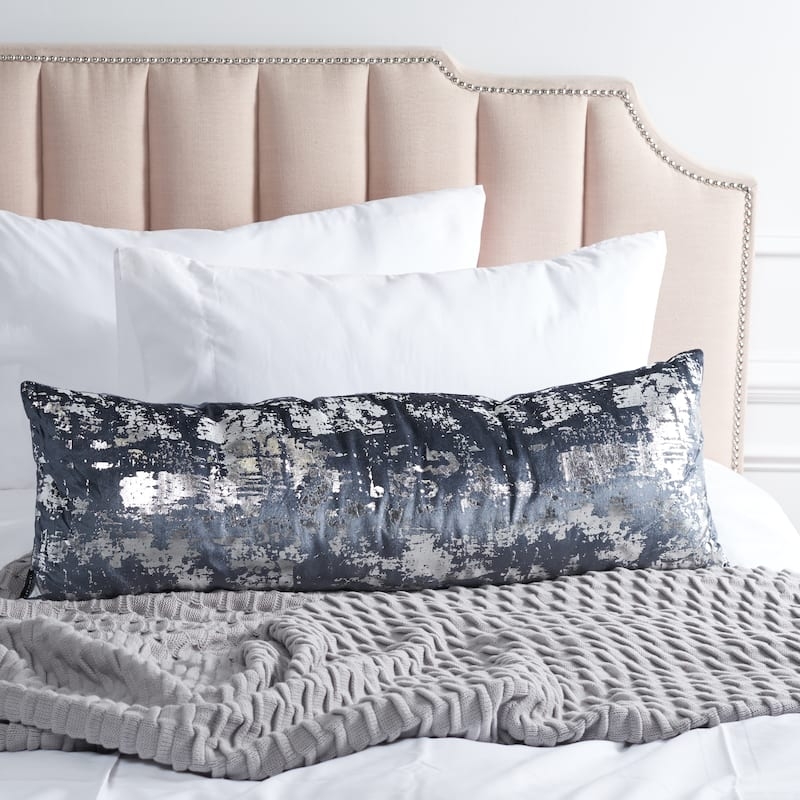 Throw Pillow Contemporary Metallic Foil Print Distressed Shimmer Glam