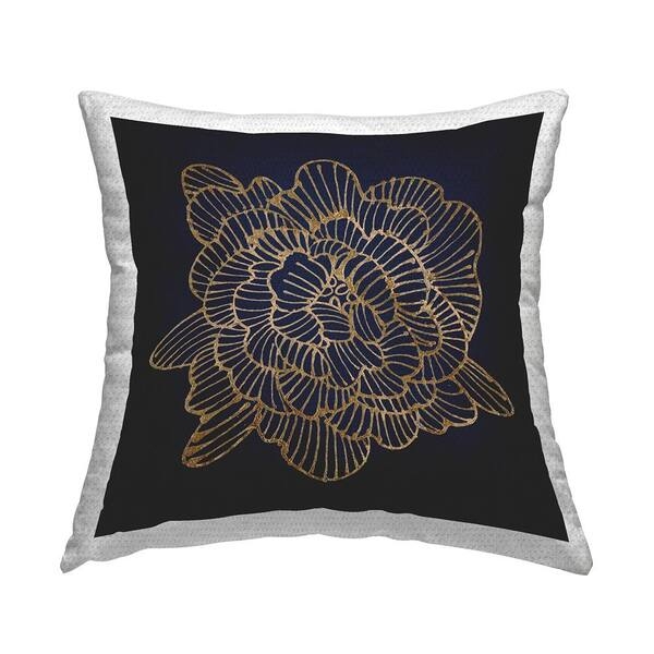 Throw Pillow Contemporary Navy Base Gold Accents Framed Graphic Look