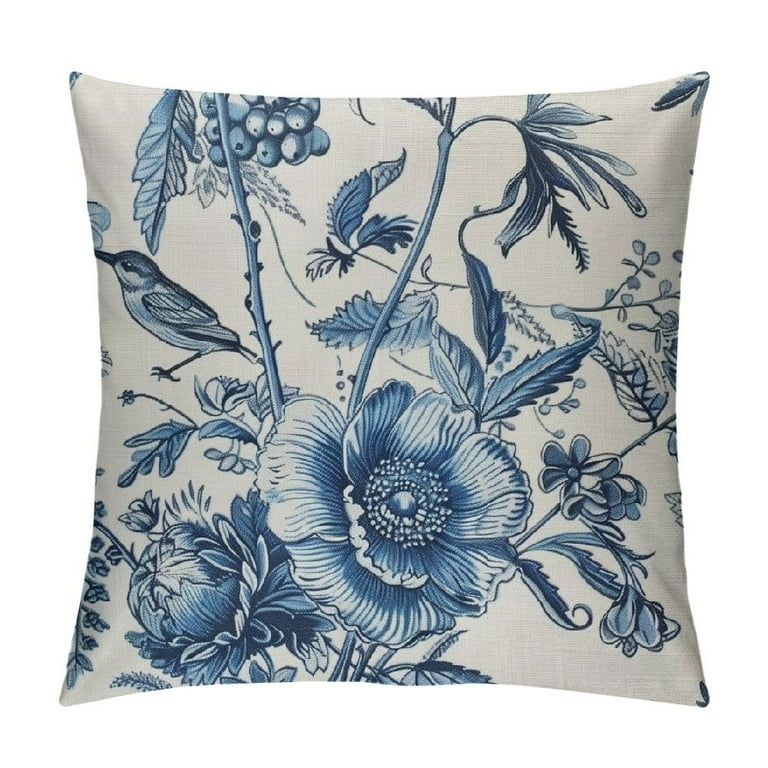 Throw Pillow Coordinated Set Chinoiserie Blue Botanical Traditional
