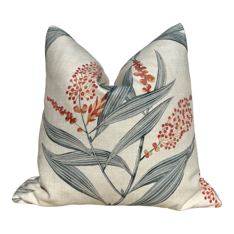 Throw Pillow Coral Winter Bud Floral Traditional