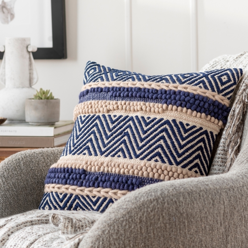 Throw Pillow Corner Tassels Handwoven Texture Striped Global Decor