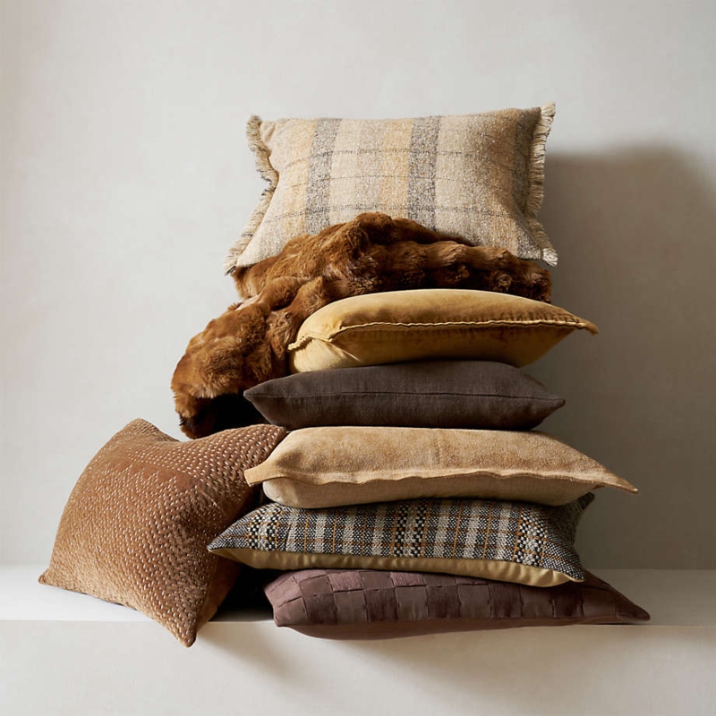 Throw Pillow Cover Deep Brown Tonal Checkerboard Linen