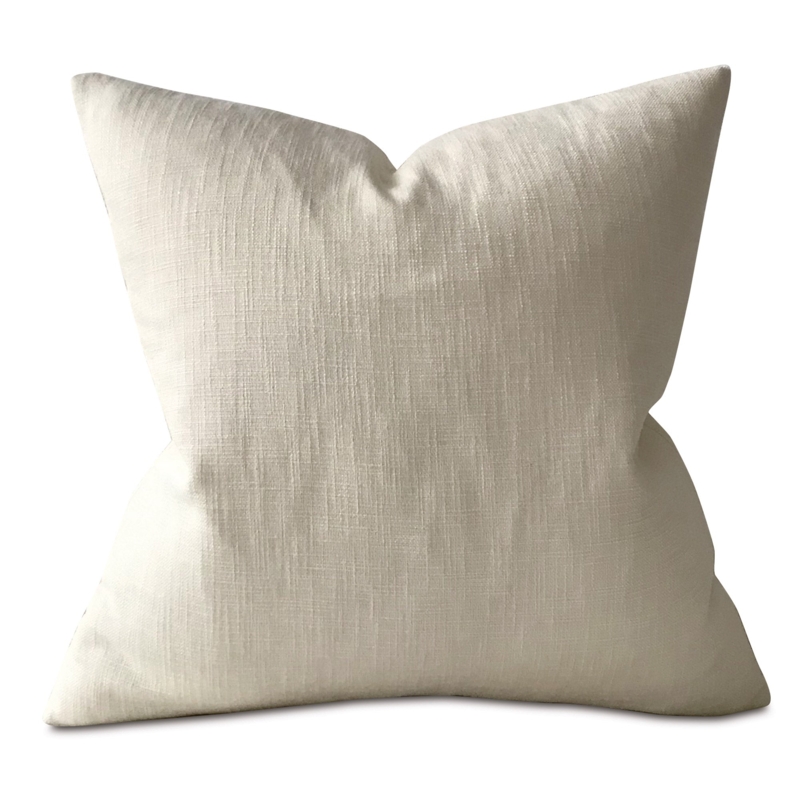 Throw Pillow Cover, Ivory Linen-Like, Solid Color, Woven Texture, Minimalist