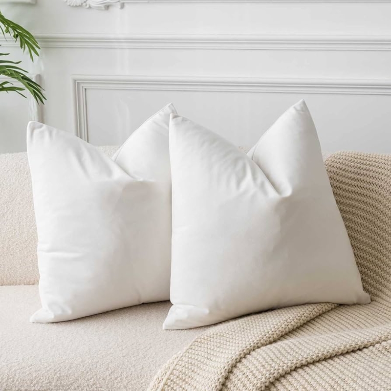Throw Pillow Cover Set of 2 Cream Velvet-Like Soft Sheen