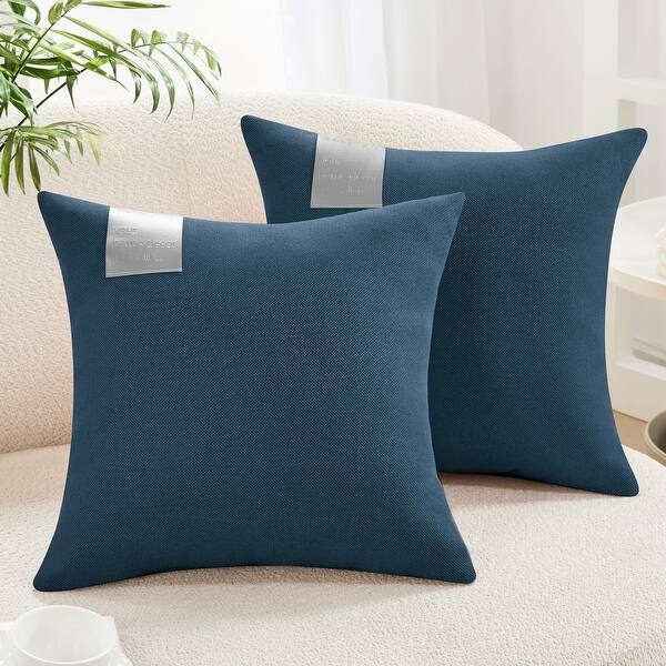 Throw Pillow Cover Textured Weave Leather Like Label Cream Pillow Covers