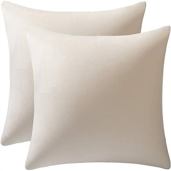 Throw Pillow Cover Velvet Texture Hidden Zipper Cream