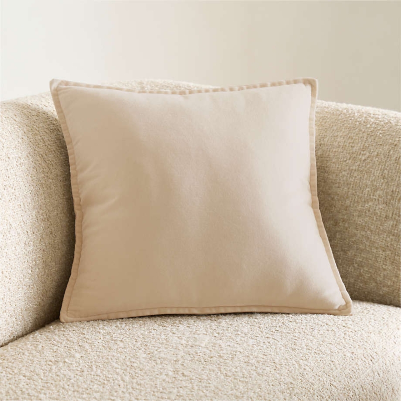 Throw Pillow Cover Washed Organic Velvet Moonbeam