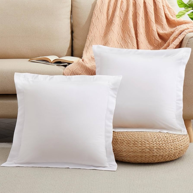 Throw Pillow Covers Crisp White Microfiber Smooth Texture Minimalist Decor