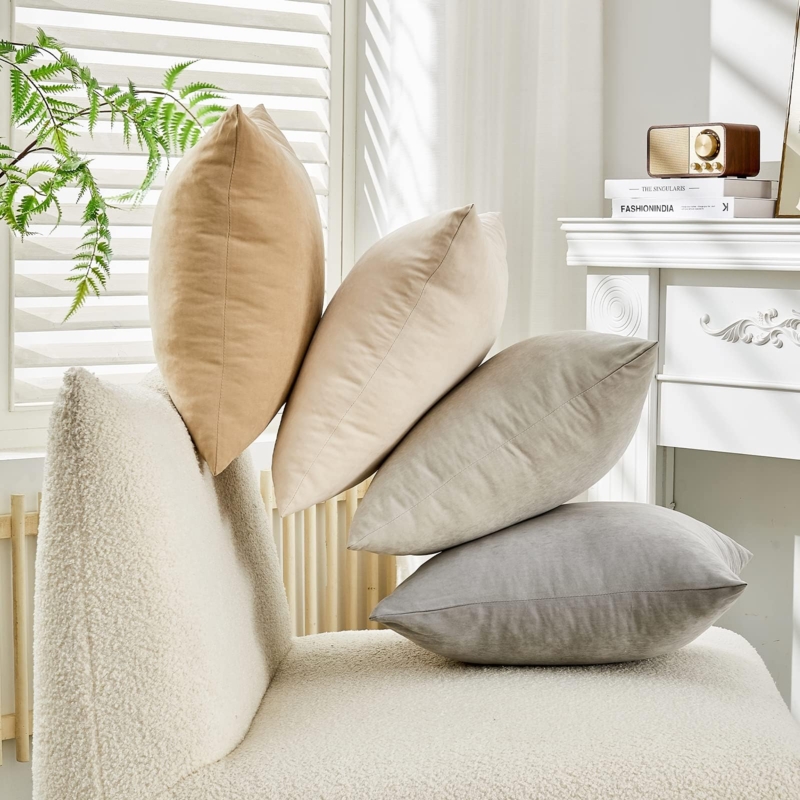 Throw Pillow Covers: Neutral Gradient, Textured Linen-Like Set