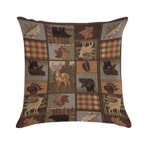 Throw Pillow Covers Rustic Lodge Wildlife Motifs Buffalo Check