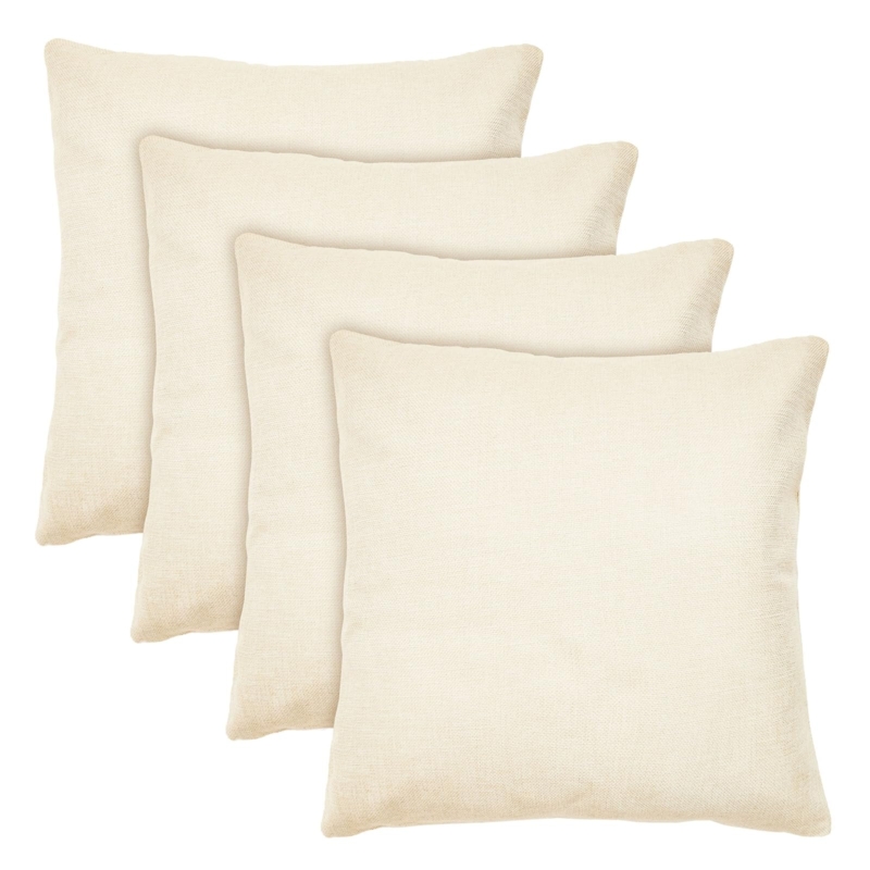 Throw Pillow Covers Set of 4 Cream Canvas Hidden Zipper Neutral