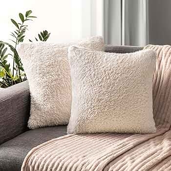 Throw Pillow Covers Shaggy Texture High Pile Boho Cozy