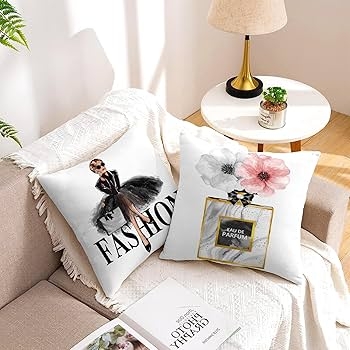 Throw Pillow Covers Striped Pattern Fashion Illustration Gold