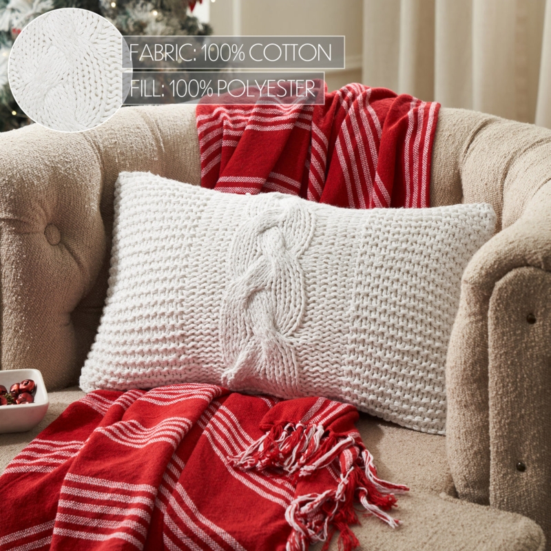 Throw Pillow, Cream Chunky Cable Knit Sweater Texture Farmhouse