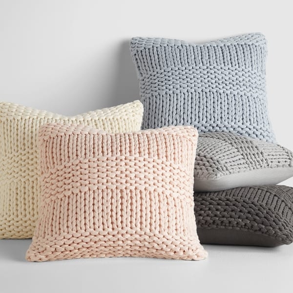 Throw Pillow Cream Chunky Knit Oversized Braid, hygge cream throw pillow