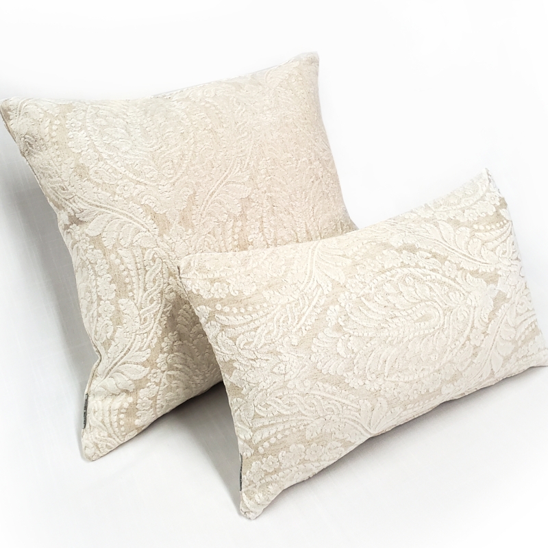 Throw Pillow Cream Tonal Damask Weave Traditional Elegant