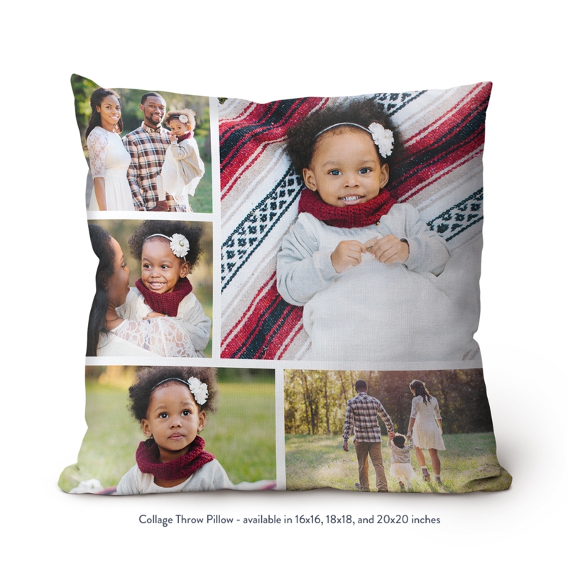 Throw Pillow, Custom Photo Collage & Central Script, Personalized Gift
