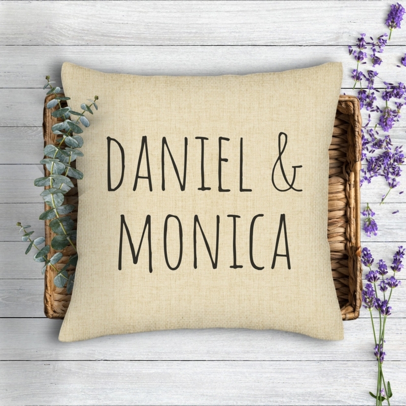 Throw Pillow Custom Text Linen-Like Boho Cream Accent Cushion