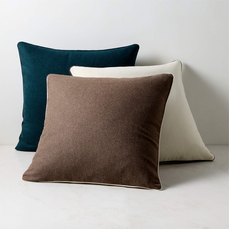Throw Pillow Dark Teal Wool-Like Flange Edge Minimalist Accent