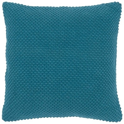 Throw Pillow Dark Teal Woven Texture Knife Edge Minimalist Solid Toss