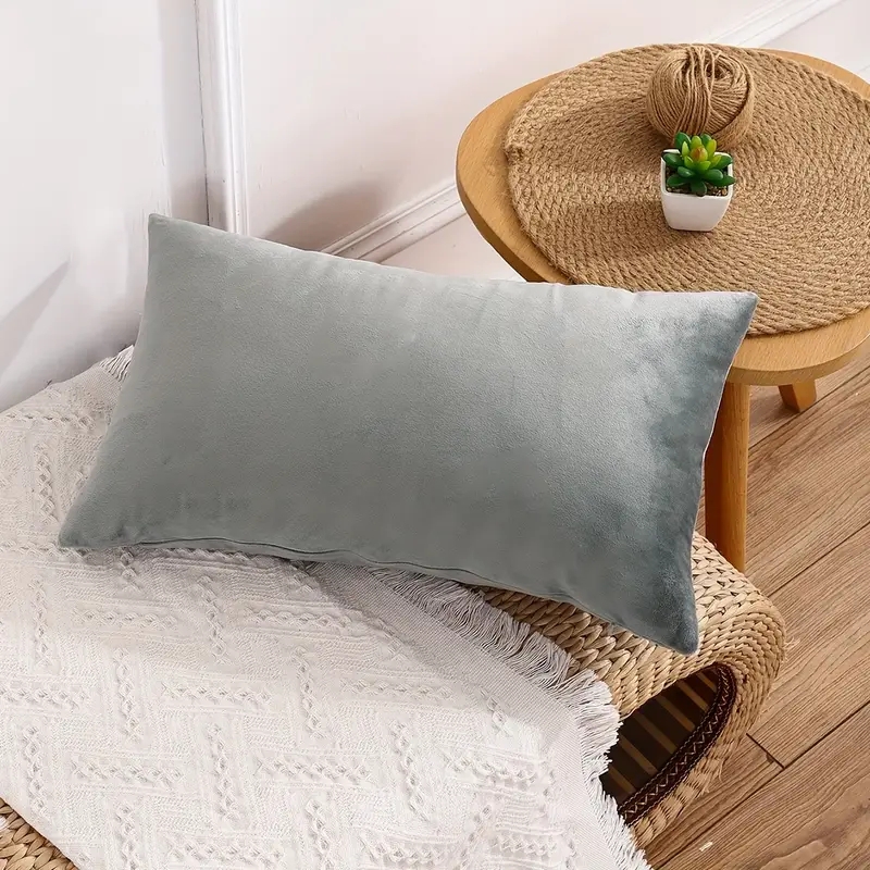 Throw Pillow: Deep Navy Hue Velvet Texture & Square Shape