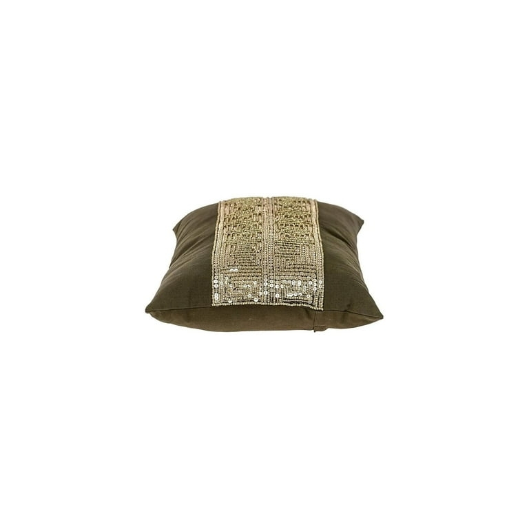 Throw Pillow: Distressed Abstract Pattern Olive Gold Rustic Transitional