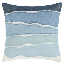 Throw Pillow, Distressed Geometric Pattern, Linen Texture, Navy Blue Coastal.