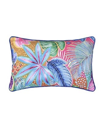 Throw Pillow Dusty Blue Lumbar Frayed Edge Coastal Accent