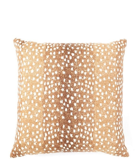 Throw Pillow Embroidered Giraffe Print Terracotta Organic Modern