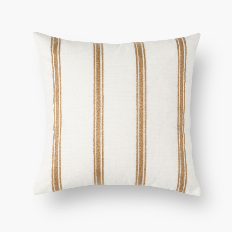 Throw Pillow Embroidered Stripes Textured Weave Modern Farmhouse