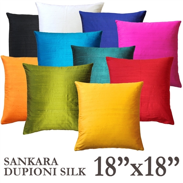 Throw Pillow, Emerald Green Silk Like Fabric, Slubby Woven Texture