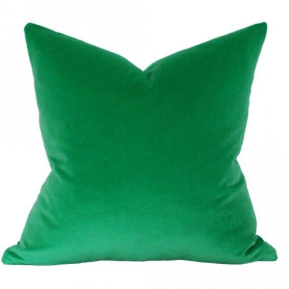 Throw Pillow: Emerald Green Velvet, Solid Color with Soft Sheen
