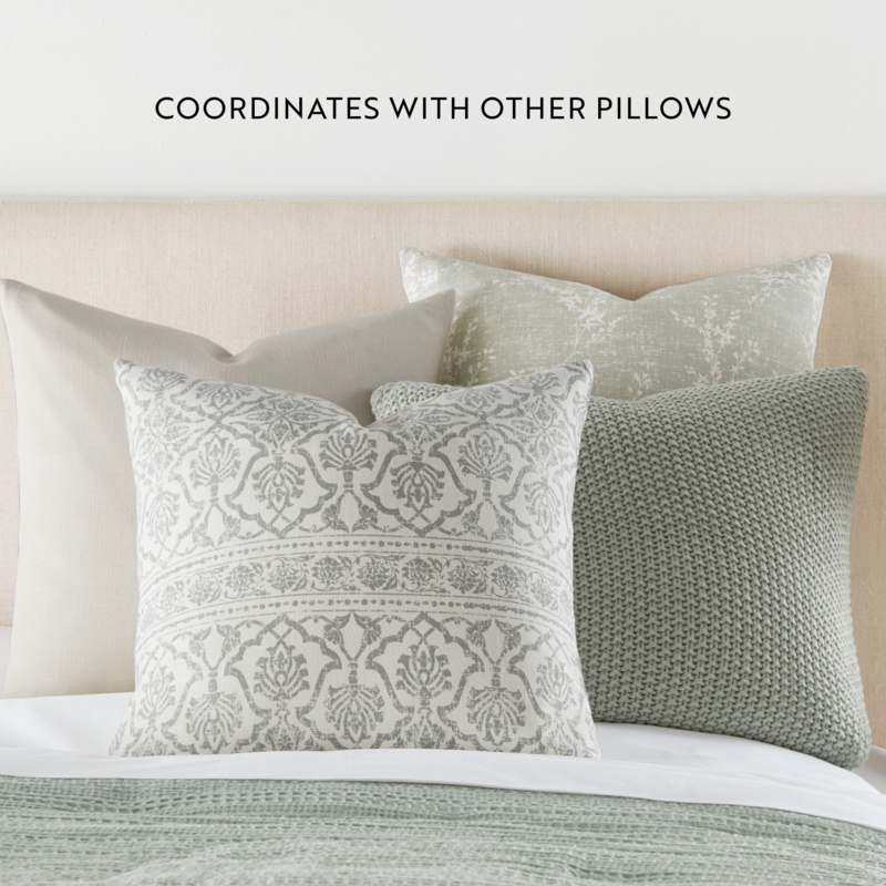 Throw Pillow Eucalyptus Green Seed Stitch, woven textured living room decor