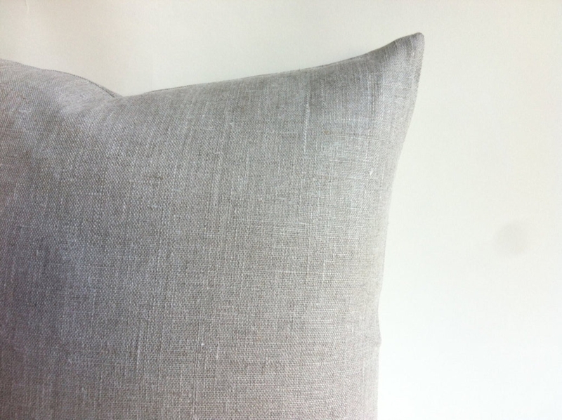 Throw Pillow Exposed Zipper Slubby Linen Texture Rustic Industrial